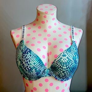 Victoria’s Secret T-Shirt Push-Up Full Coverage Bra in Blue Snakeskin size 36C